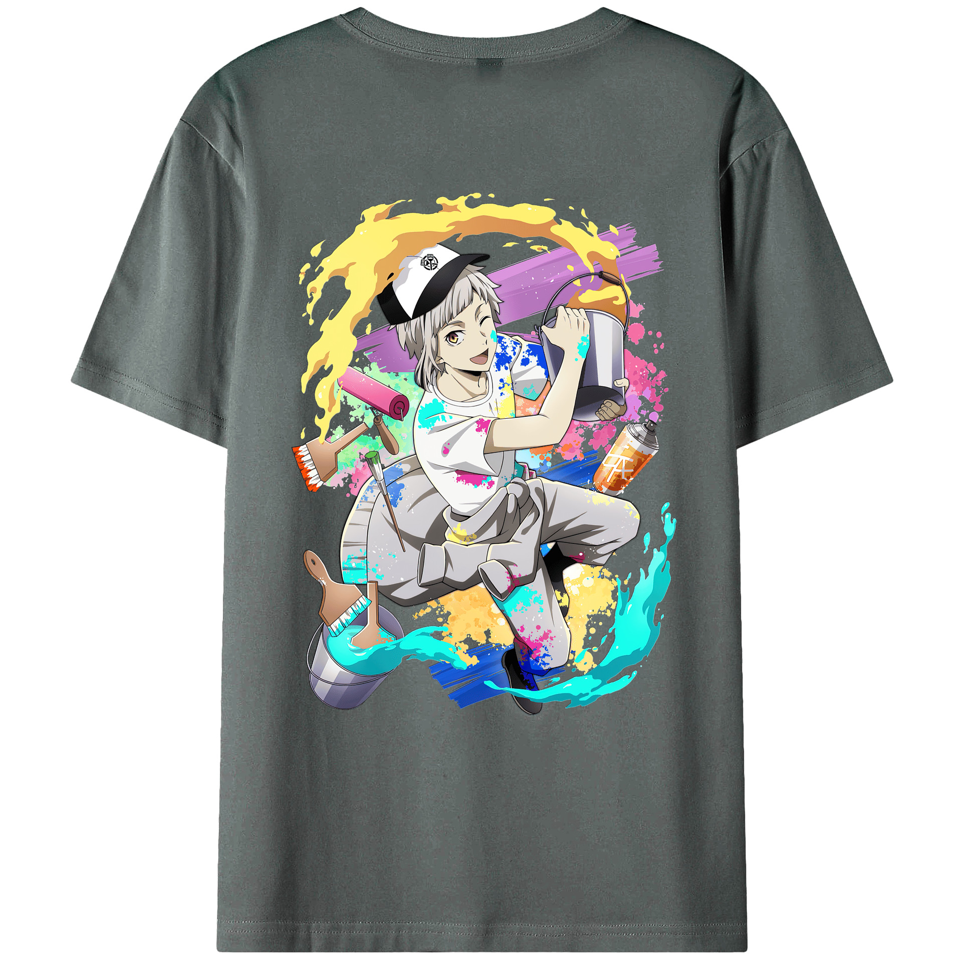 （画像用） 文豪ストレイドッグス Bungo Stray Dogs 綿100％ メンズ半袖Tシャツ（バックプリント） 通気性